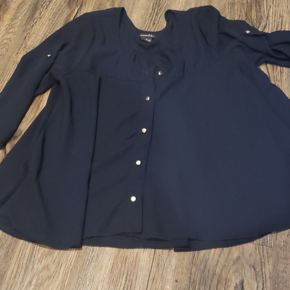 Flow dark blue button up blouse